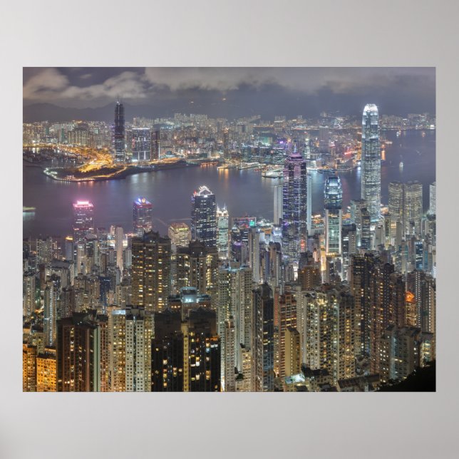 Póster Línea aérea de Hong Kong en Poster nocturno (Frente)