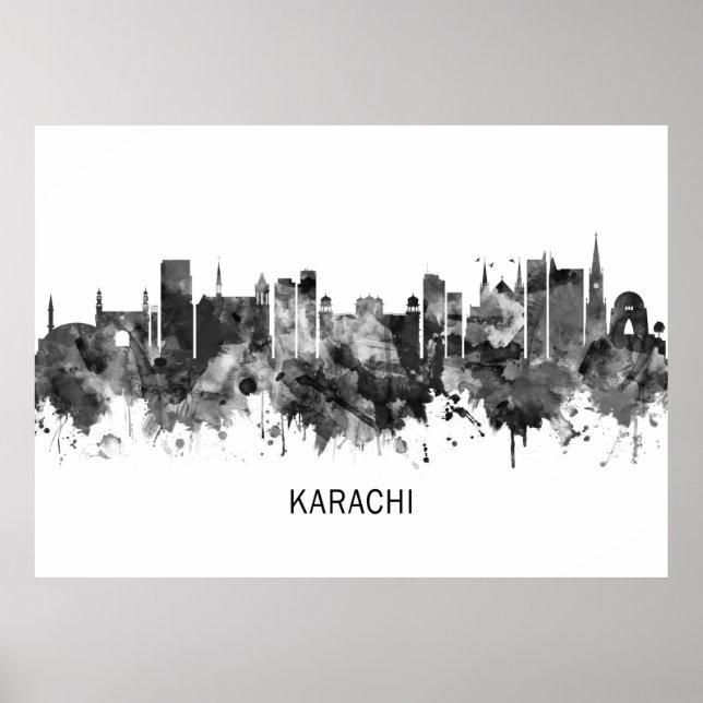 Póster Línea aérea de Karachi Pakistán (Frente)