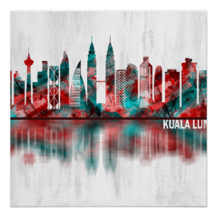 Póster Línea aérea de Kuala Lumpur Malasia