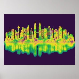 Póster Línea aérea de Kuala Lumpur Malasia