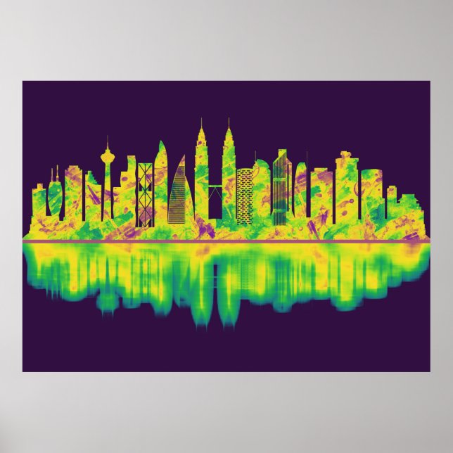 Póster Línea aérea de Kuala Lumpur Malasia (Frente)