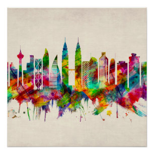 Póster Línea aérea de Kuala Lumpur Malasia