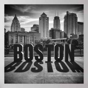 Póster Línea aérea de la ciudad de Boston, Boston Mamá el