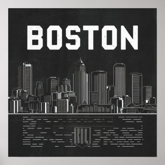 Póster Línea aérea de la ciudad de Boston, Boston Mamá el (Frente)