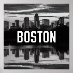 Póster Línea aérea de la ciudad de Boston, Boston Mamá el
