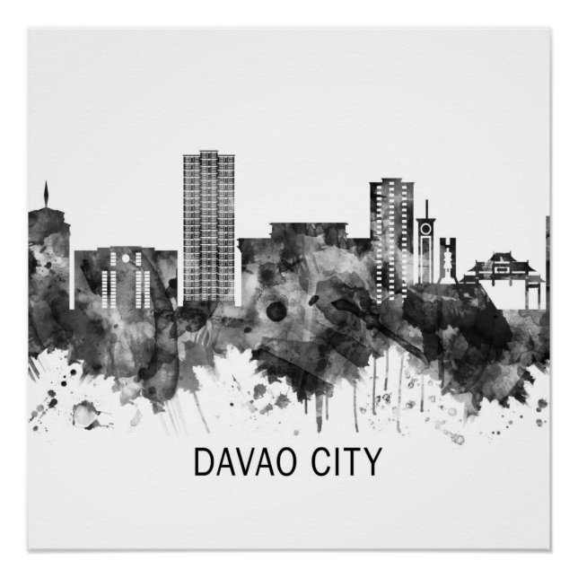 Póster Línea aérea de la ciudad de Davao en Filipinas (Anverso)