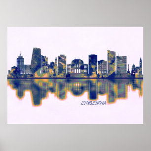 Póster Línea aérea de Ljubljana