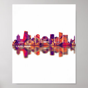Póster Línea aérea de Ljubljana Eslovenia