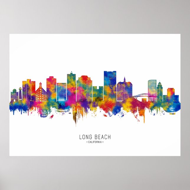 Póster Línea aérea de Long Beach California (Frente)