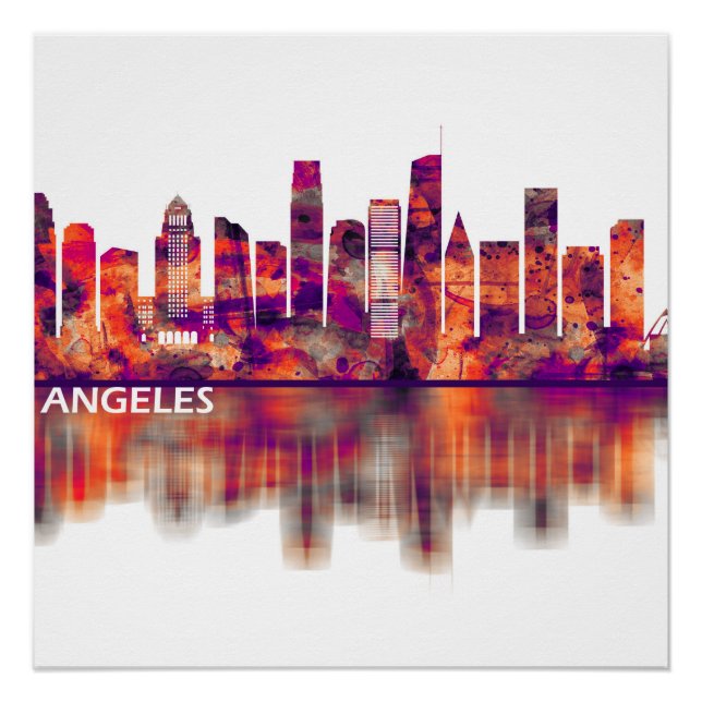 Póster Línea aérea de Los Ángeles California (Anverso)