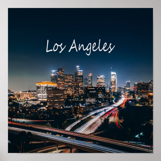 Póster Línea aérea de Los Angeles California City Skyline (Frente)