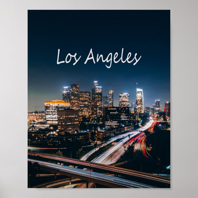 Póster Línea aérea de Los Angeles California City Skyline (Frente)