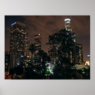 Póster Línea Aérea De Los Ángeles De Noche
