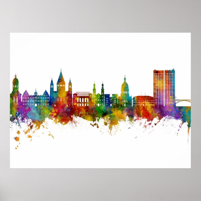 Póster Línea aérea de Mainz Alemania (Frente)