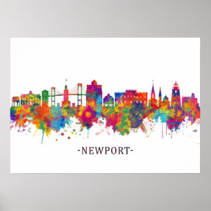 Póster Línea aérea de Newport Rhode Island en Estados U