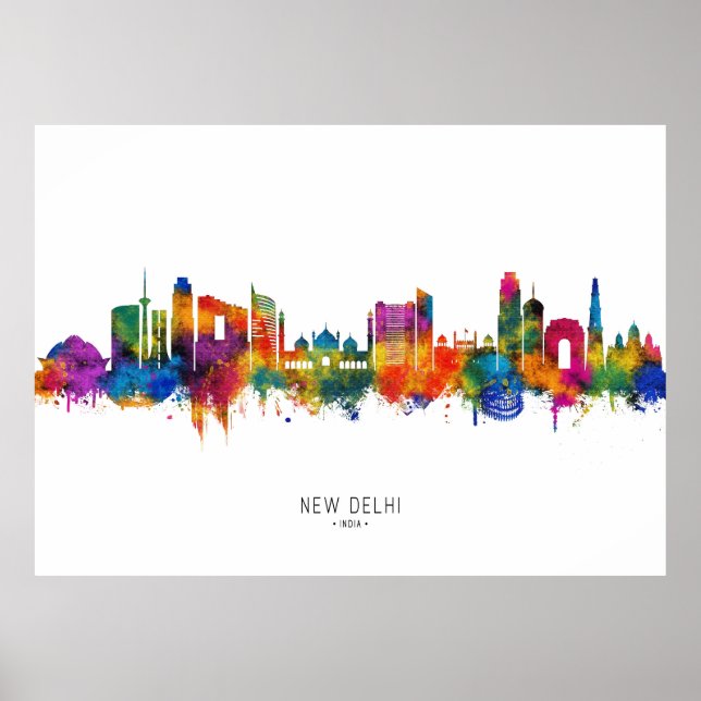 Póster Línea aérea de Nueva Delhi en India (Frente)
