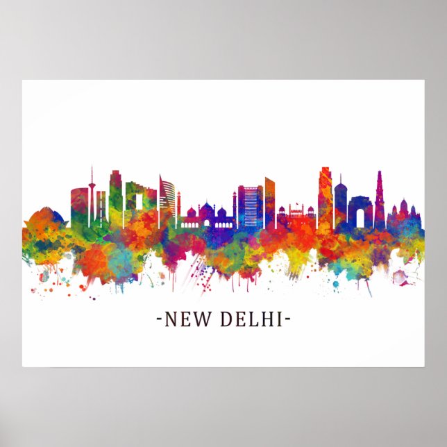 Póster Línea aérea de Nueva Delhi en India (Frente)