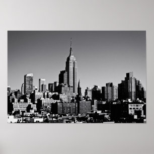 Póster Línea aérea de Nueva York en blanco y negro