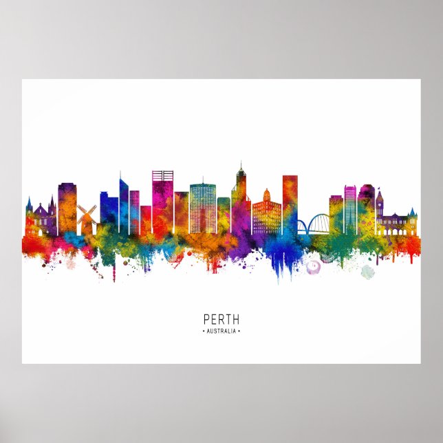 Póster Línea aérea de Perth Australia (Frente)
