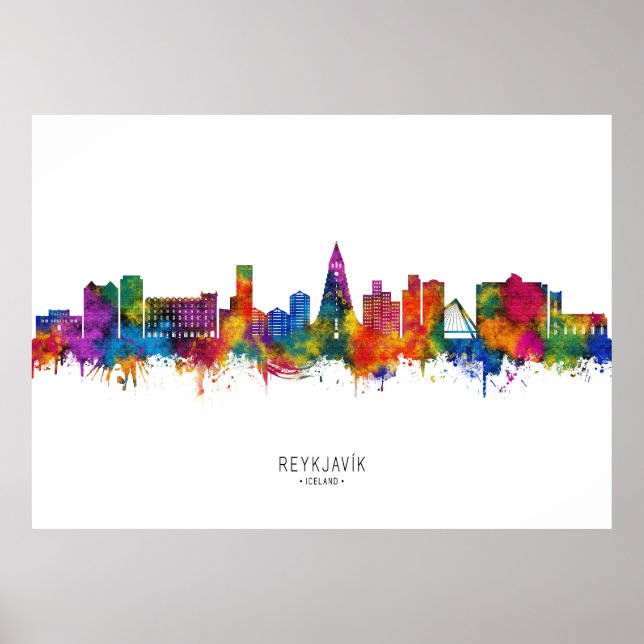 Póster Línea aérea de Reykjavik Islandia (Frente)