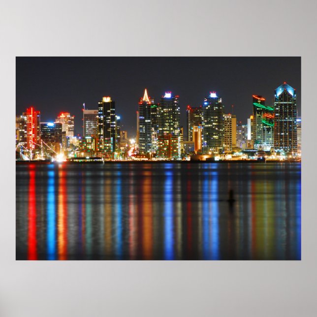 Póster Línea aérea de San Diego de noche (Frente)