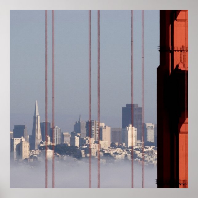 Póster Línea aérea de San Francisco desde el puente Golde (Frente)