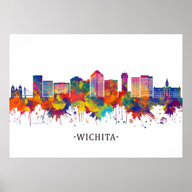 Póster Línea aérea de Wichita Kansas (Frente)