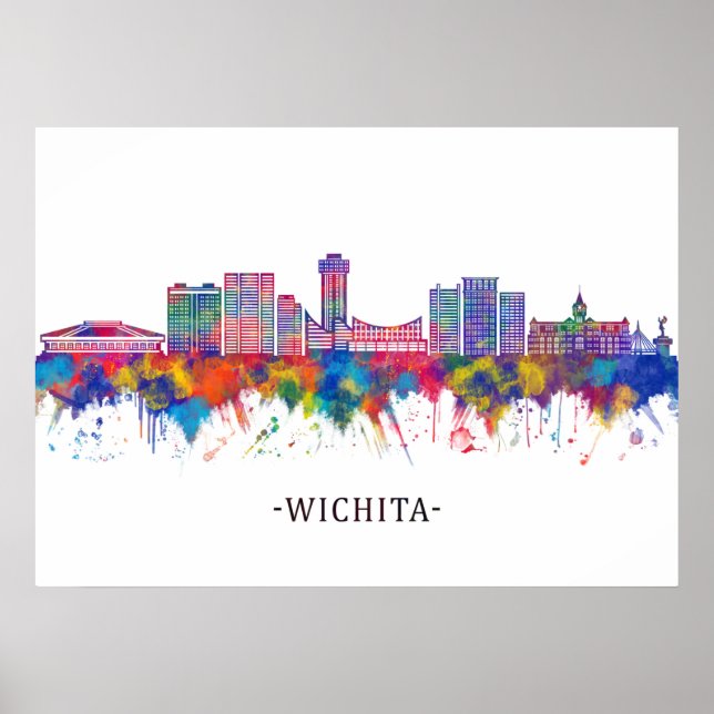 Póster Línea aérea de Wichita Kansas (Frente)