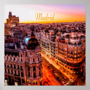 Póster Línea aérea del Capitolio de Madrid