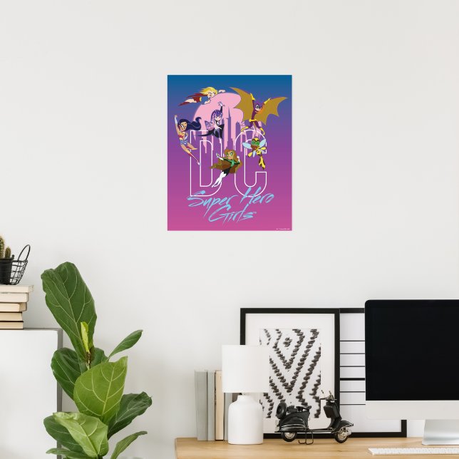 Póster Línea aérea del DC Super Hero Chicas (Oficina en casa)