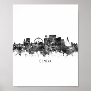 Póster Línea aérea Suiza de Ginebra