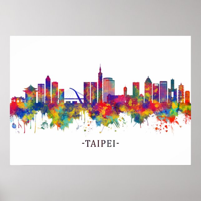 Póster Línea aérea Taipei de Taiwán (Frente)
