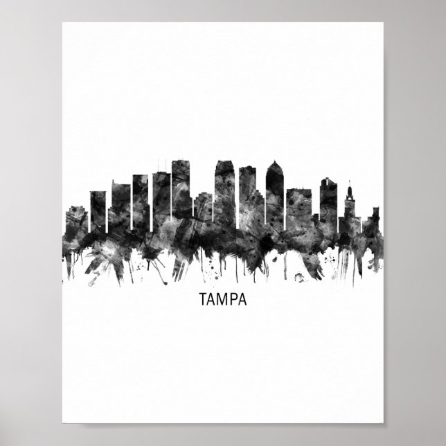 Póster Línea aérea Tampa Florida BW (Frente)