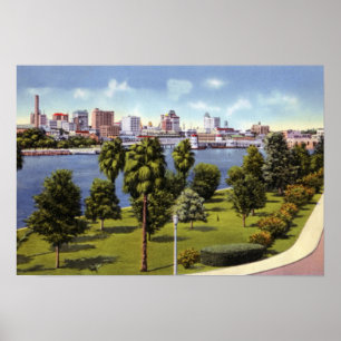 Póster Línea aérea Tampa Florida desde la isla Davis