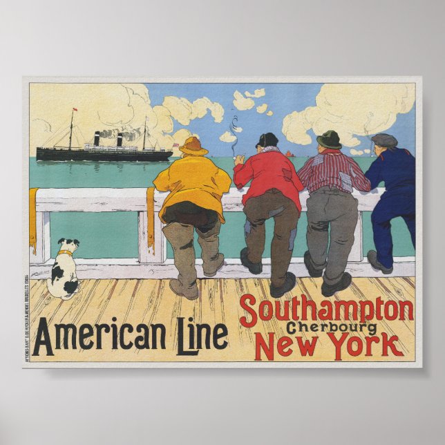 Póster Línea Americana. Afiche de la época de Nueva York  (Frente)