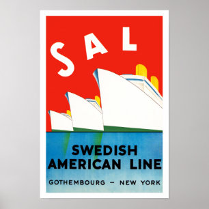 Póster Línea americana sueca del ~ de la SAL