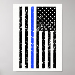 Póster Línea Azul delgada - Oficial de policía - Poster d