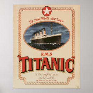Póster Línea blanca poster titánico de la estrella del