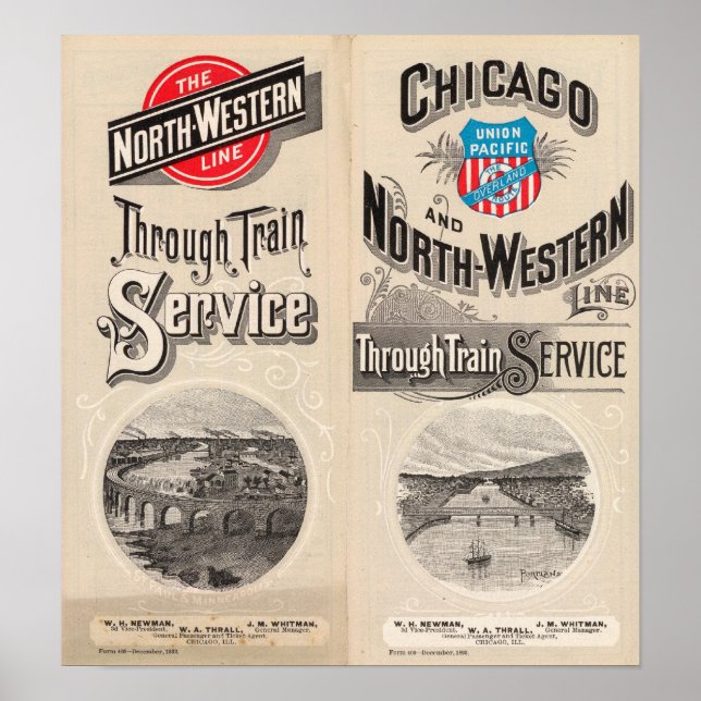 Póster Línea Chicago y North Western (Frente)