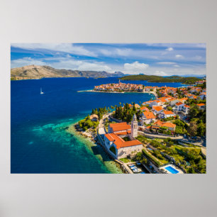 Póster Línea costera   Ciudad de Korcula, isla de Korcula