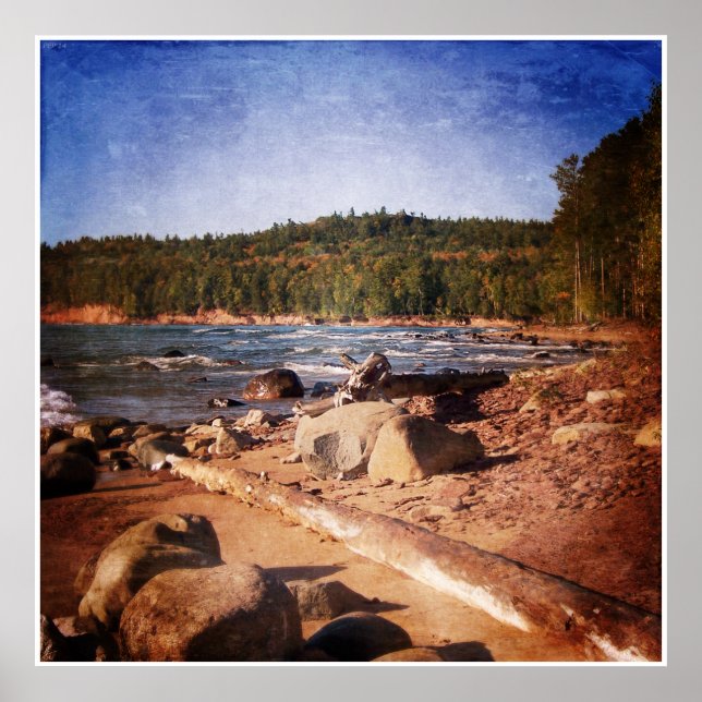 Póster Línea costera de la península superior de Michigan (Frente)