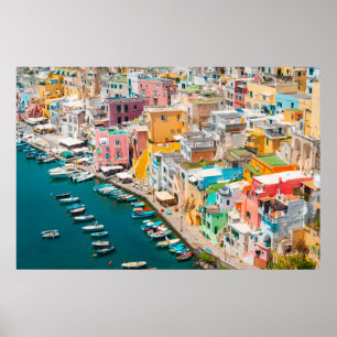 Póster Línea costera   Nápoles Italia