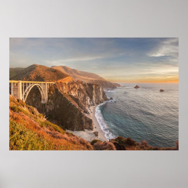 Póster Línea costera | Puente Bixby, Gran Sur California (Frente)