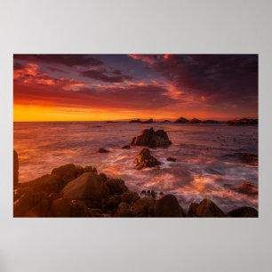 Póster Línea costera   Sunset Pacific Grove Carmel Califo