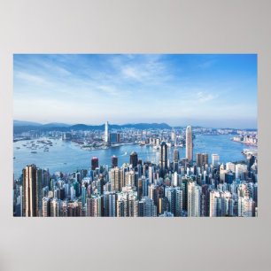 Póster Línea costera   Tsim Sha Tsu, isla de Hong Kong, A