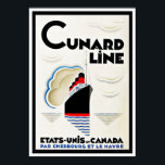 Póster Línea Cunard Art Deco<br><div class="desc">Afiche de viaje Art Deco vintage para los servicios transatlánticos de una línea Cunard en Francia para la publicidad "Etats-Unis et Canada par Cherbourg et Le Havre"</div>