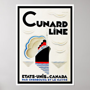 Póster Línea Cunard Art Deco