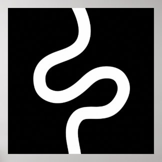 Póster Línea curva 02 - Blanco sobre negro