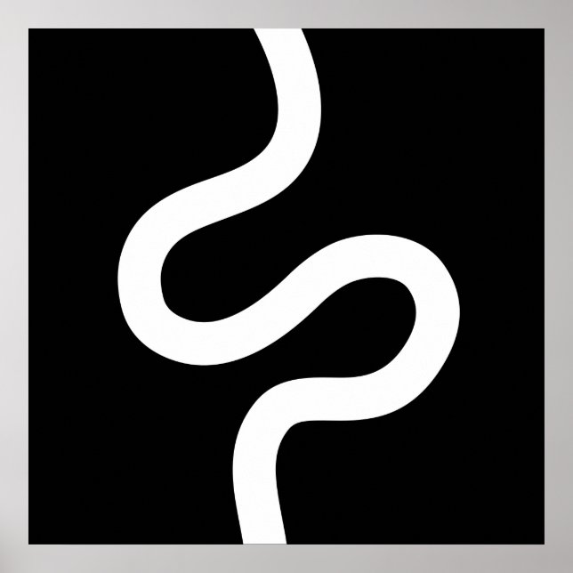 Póster Línea curva 02 - Blanco sobre negro (Frente)
