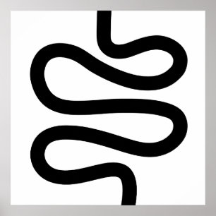 Póster Línea curva - Negro sobre Blanco
